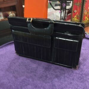 Large Black Eelskin Briefcase